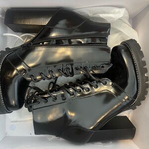 Black Lace-Up Ankle Boots